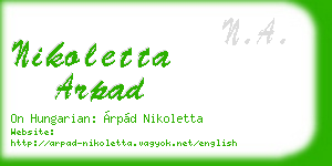 nikoletta arpad business card